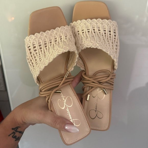 Jessica Simpson Shoes - Jessica Simpson Beige Woven Lace-up Sandals